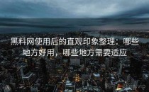 黑料网使用后的直观印象整理：哪些地方好用，哪些地方需要适应