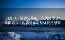 白虎91｜随手记录的一次使用感想：访问方式、内容分布与整体使用感受