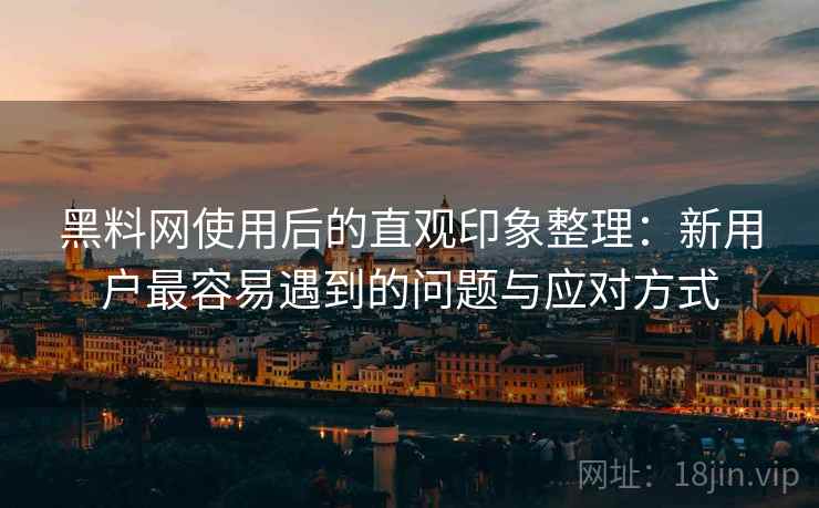 黑料网使用后的直观印象整理:新用户最容易遇到的问题与应对方式 第2张 黑料网使用后的直观印象整理:新用户最容易遇到的问题与应对方式 第2张
