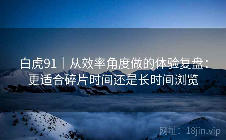 白虎91|从效率角度做的体验复盘:更适合碎片时间还是长时间浏览 第2张 白虎91|从效率角度做的体验复盘:更适合碎片时间还是长时间浏览 第2张
